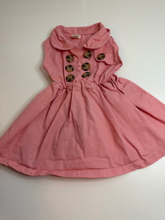 unbranded Other - Girls Pink Sleeveless Cotton Dress with Decorative Buttons